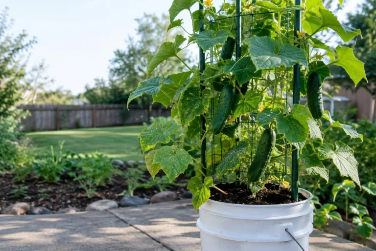 Cucumbers in a 5-Gallon Bucket
